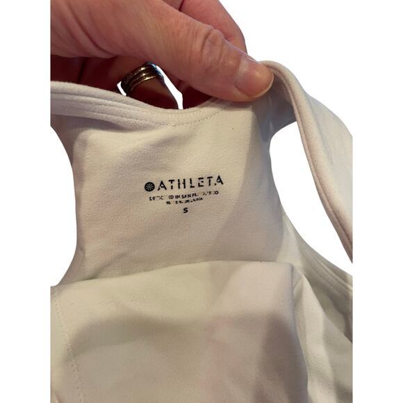 Athleta Women Small Conscious Crop Solid White Build In Bra Yoga Tank - Picture 10 of 10